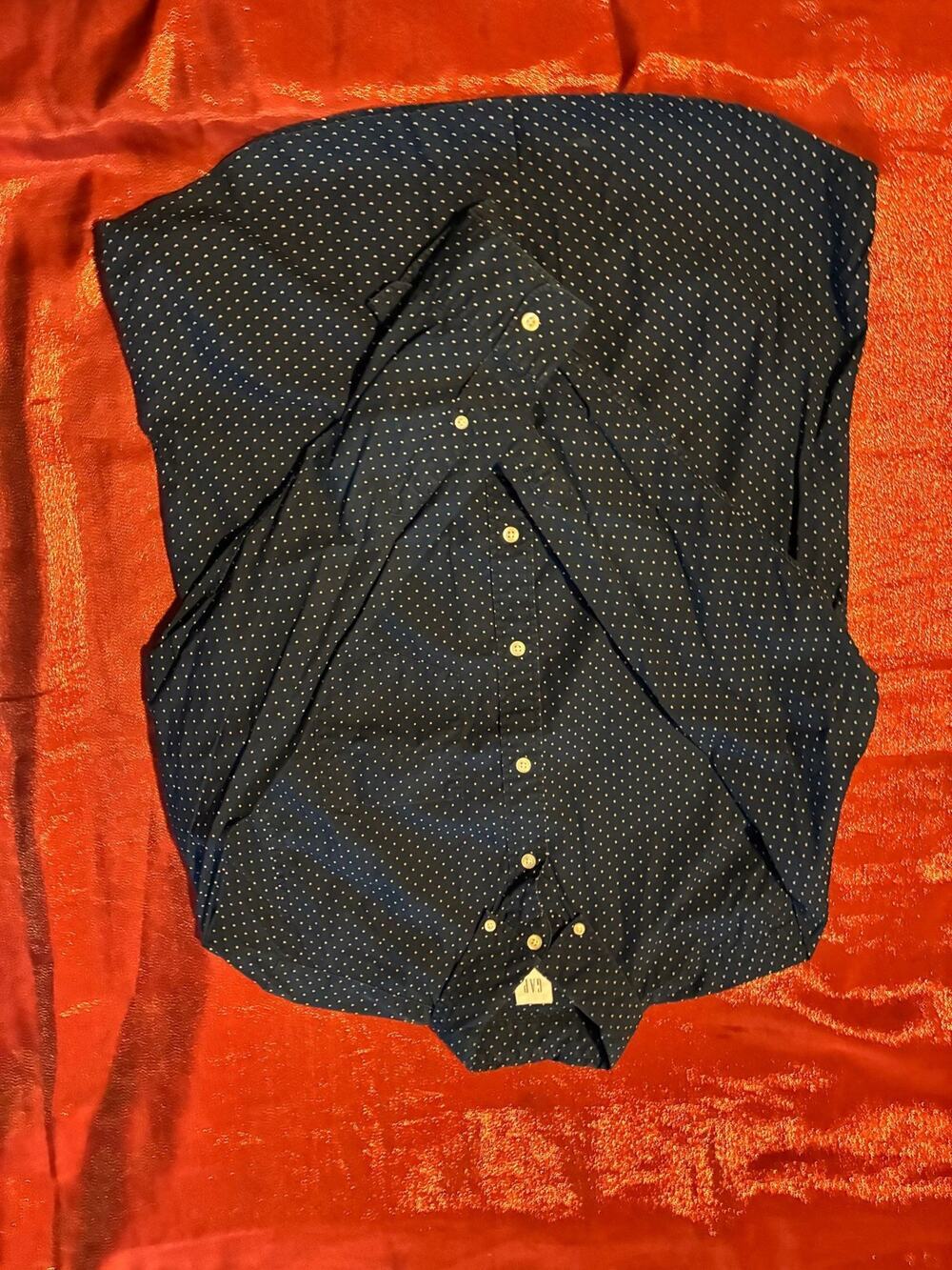 Gap Shirt Womens M Navy Polka Dot Button Up Long Sleeve Blouse Casual